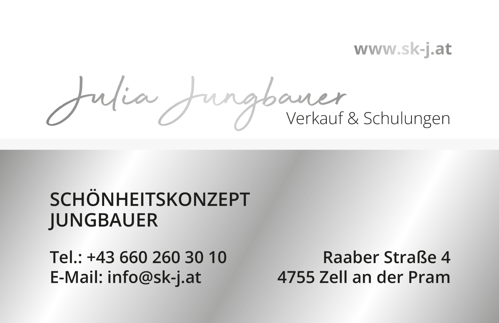 Schönheitskonzept Jungbauer - Verkauf und Schulungen